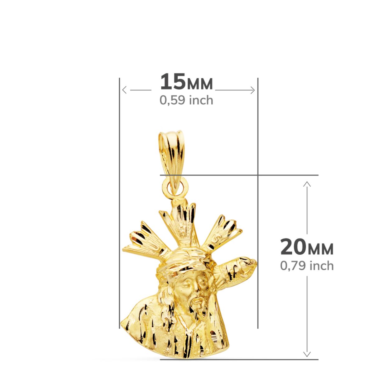 18K COLGANTE CRISTO DEL GRAN PODER ORO AMARILLO SILUETA 20X15 MM