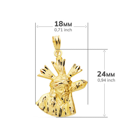 18K COLGANTE CRISTO DEL GRAN PODER SILUETA ORO AMARILLO 24X18 MM