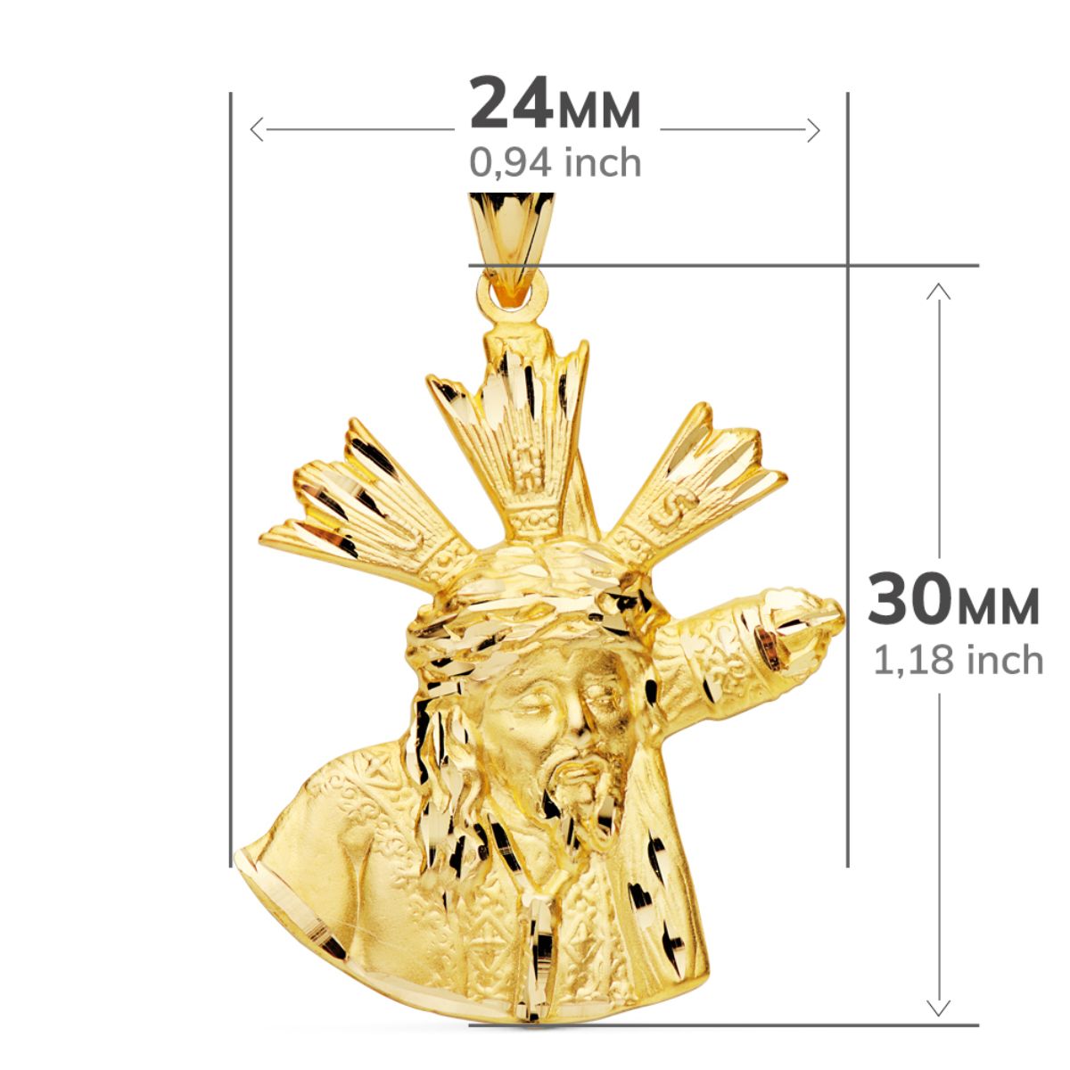 18K CRISTO GRAN PODER SILUETA ORO AMARILLO 28X24 MM