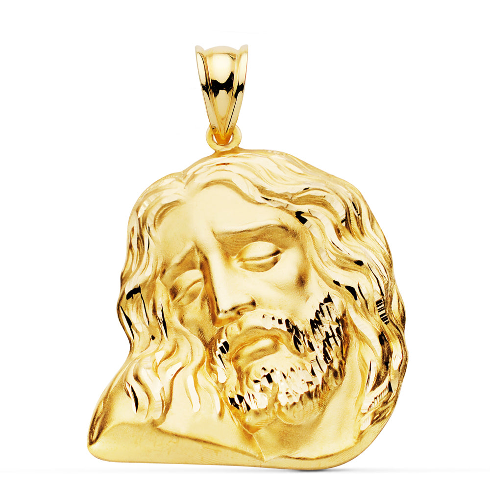 18K COLGANTE ORO AMARILLO CABEZA DE CRISTO 30X25 MM