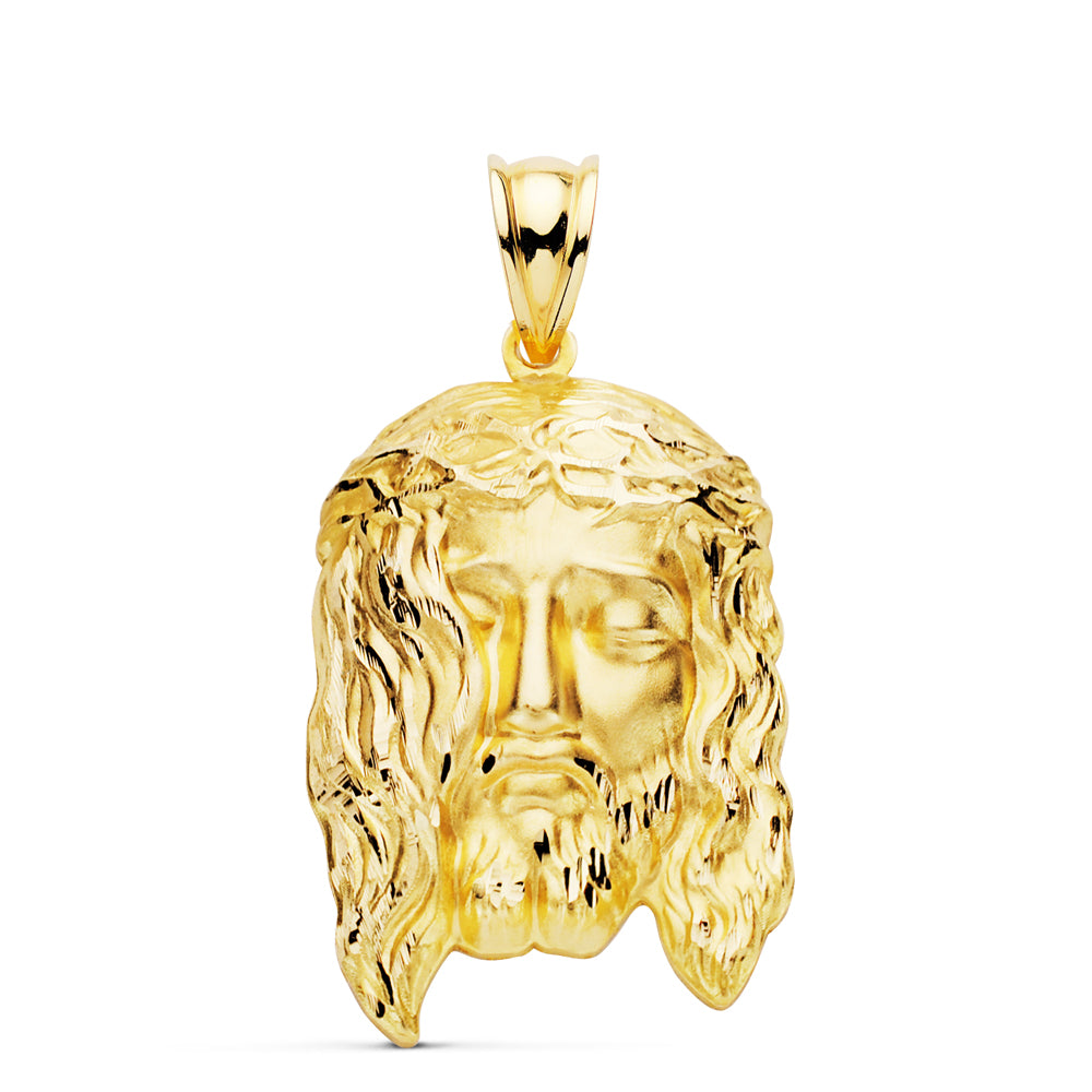 18K COLGANTE ORO AMARILLO CABEZA DE CRISTO ESTAMPADO. 30X19 MM