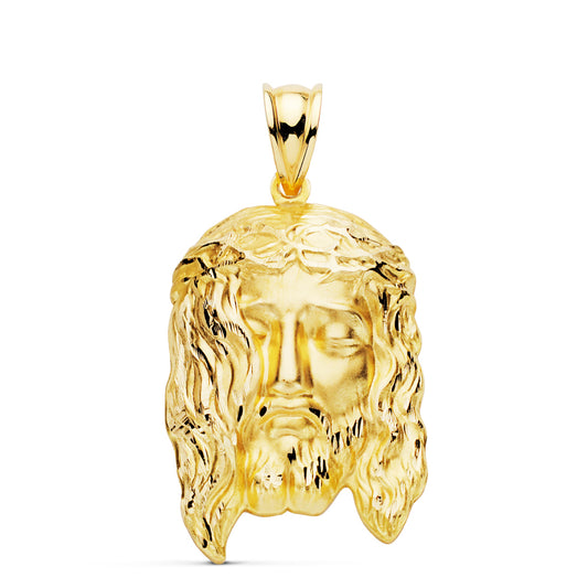 18K COLGANTE ORO AMARILLO CABEZA DE CRISTO ESTAMPADO. 30X19 MM
