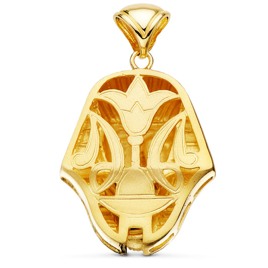 18K COLGANTE ORO BICOLOR EGIPCIO TUTANKAMON BRILLO 32X28 MM