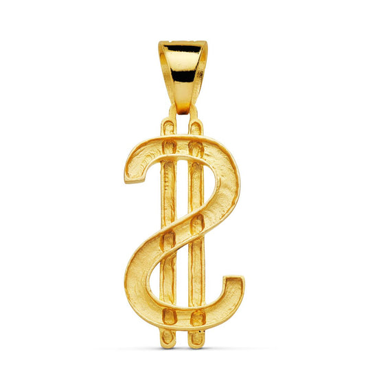 18K COLGANTE SIMBOLO DOLAR ORO AMARILLO. 41 X 21 MM