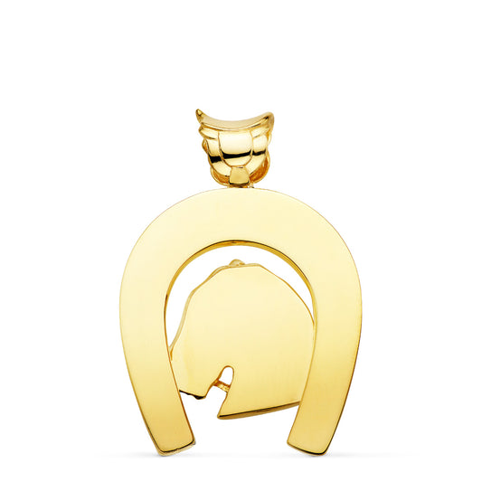 18K COLGANTE ORO AMARILLO HERRADURA CON CABALLO 44X39 MM