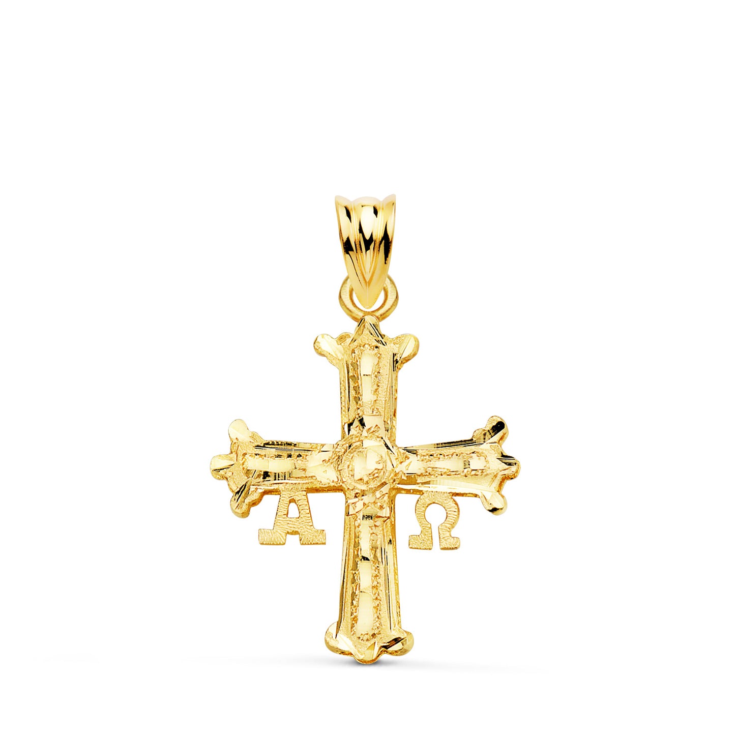 18K CRUZ DE COVADONGA O VICTORIA ORO AMARILLO TALLADA 26 X 20 MM