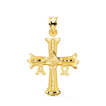 18K CRUZ DE COVADONGA O VICTORIA ORO AMARILLO TALLADA 33 X 25 MM