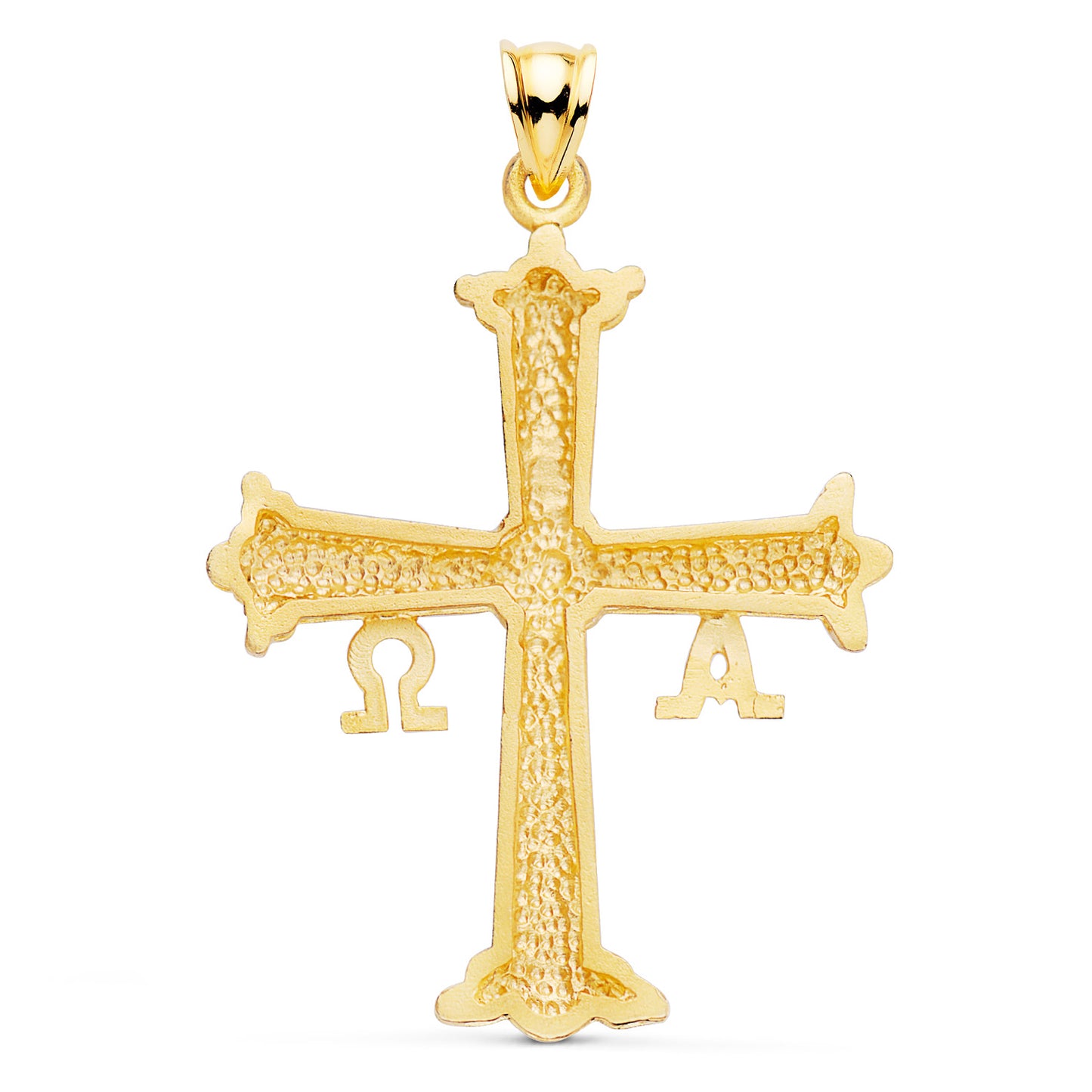 18K CRUZ DE COVADONGA O VICTORIA ORO AMARILLO TALLADA 41X31 MM