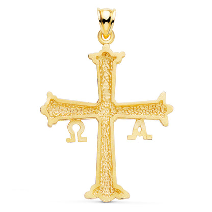 18K CRUZ DE COVADONGA O VICTORIA ORO AMARILLO TALLADA 41X31 MM