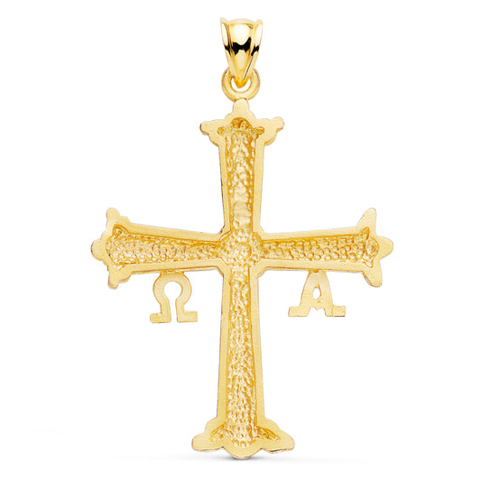 18K CRUZ DE COVADONGA O VICTORIA ORO AMARILLO TALLADA 41X31 MM