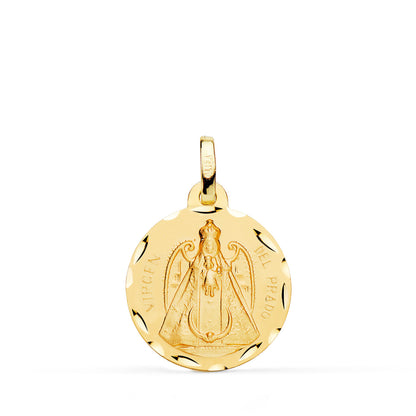 18K MEDALLA ORO AMARILLO VIRGEN DEL PRADO TALLADA 18 MM