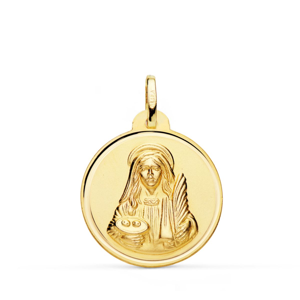 18K MEDALLA ORO AMARILLO SANTA LUCIA BISEL 22 MM