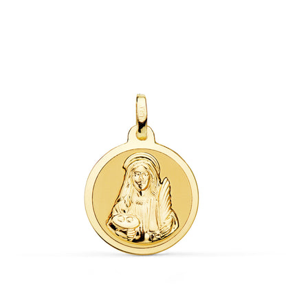 18K MEDALLA ORO AMARILLO SANTA LUCIA BRILLO 18 MM