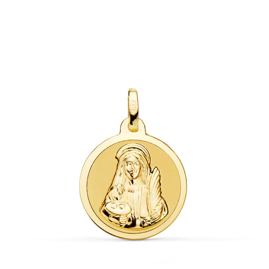18K MEDALLA ORO AMARILLO SANTA LUCIA BRILLO 18 MM