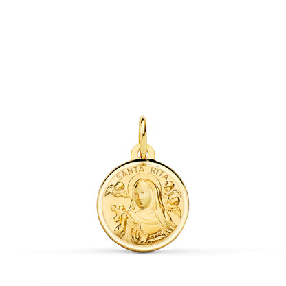 18K MEDALLA ORO AMARILLO SANTA RITA BISEL 14 MM