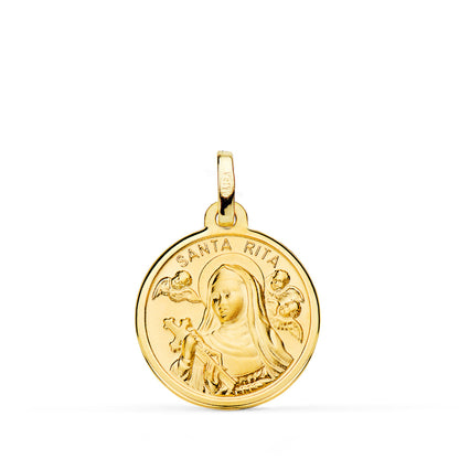 18K MEDALLA ORO AMARILLO SANTA RITA FILO PULIDO 18 MM