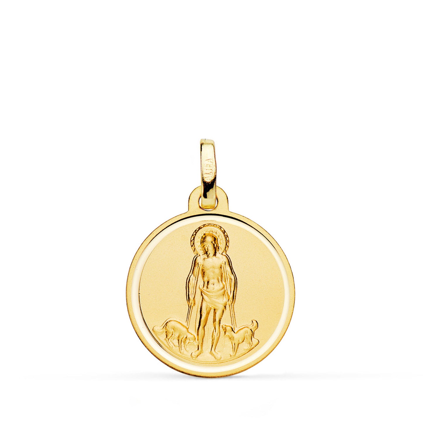 18K MEDALLA ORO AMARILLO SAN LAZARO BISEL MATIZADA 18 MM