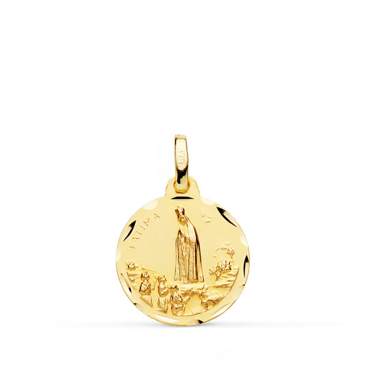 18K MEDALLA ORO AMARILLO VIRGEN DE FATIMA TALLADA 16 MM
