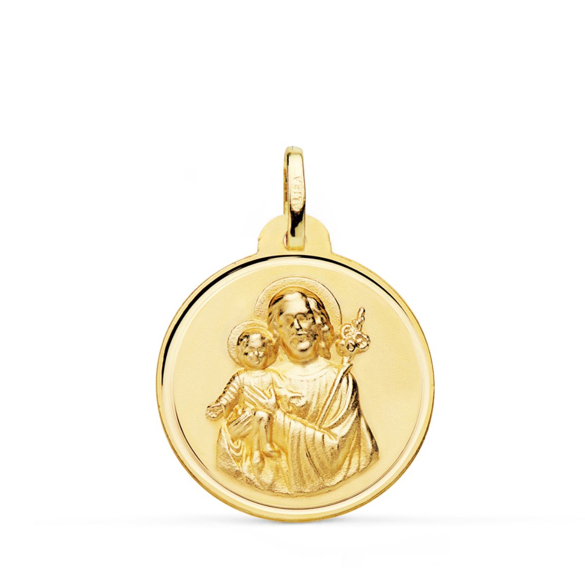 18K MEDALLA ORO AMARILLO SAN JOSE BISEL 22 MM