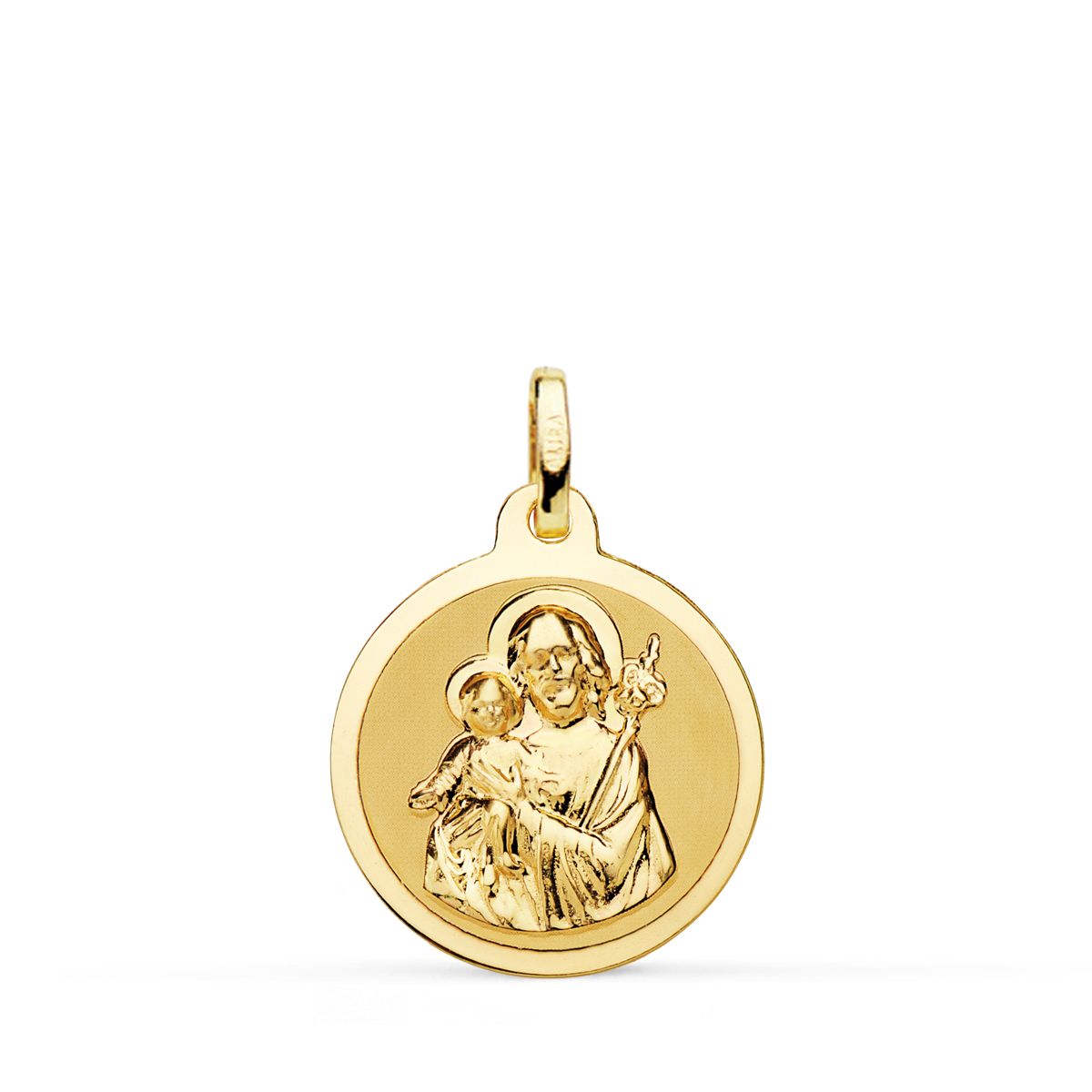 18K MEDALLA ORO AMARILLO SAN JOSE BRILLO 18 MM