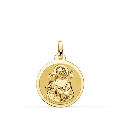 18K MEDALLA ORO AMARILLO SAN JOSE BRILLO 18 MM