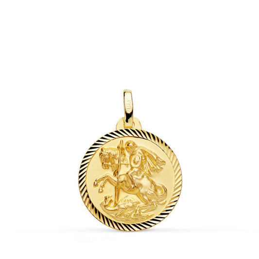 18K MEDALLA ORO AMARILLO SAN JORGE BORDE HELICE 18 MM