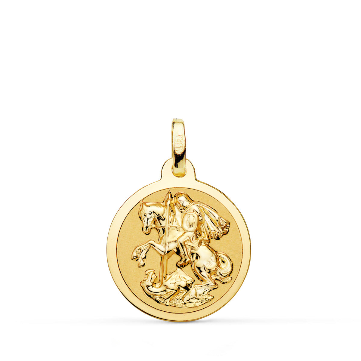 18K MEDALLA ORO AMARILLO SAN JORGE BRILLO 18 MM