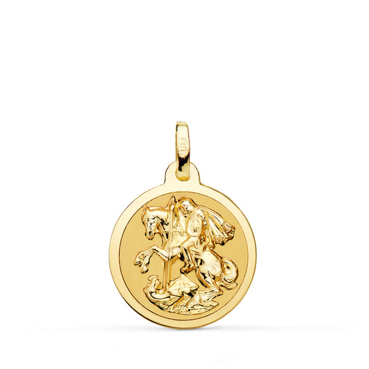 18K MEDALLA ORO AMARILLO SAN JORGE BRILLO 18 MM