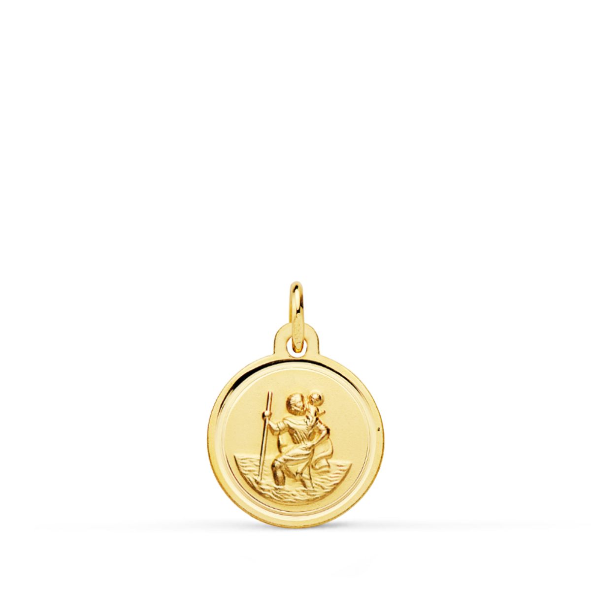 18K MEDALLA ORO AMARILLO SAN CRISTOBAL BISEL 12 MM