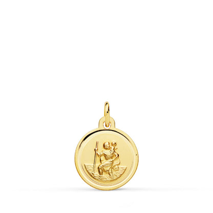 18K MEDALLA ORO AMARILLO SAN CRISTOBAL BISEL 12 MM