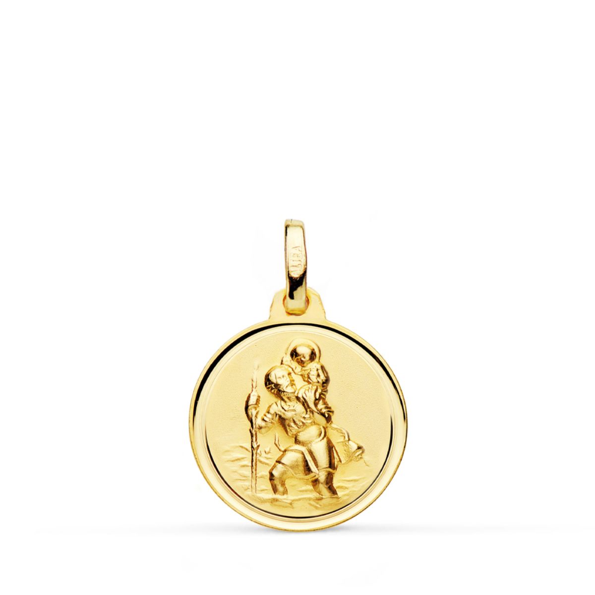 18K MEDALLA ORO AMARILLO SAN CRISTOBAL BISEL 16 MM