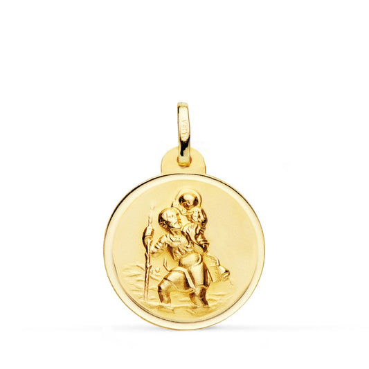 18K MEDALLA ORO AMARILLO SAN CRISTOBAL BISEL 20 MM