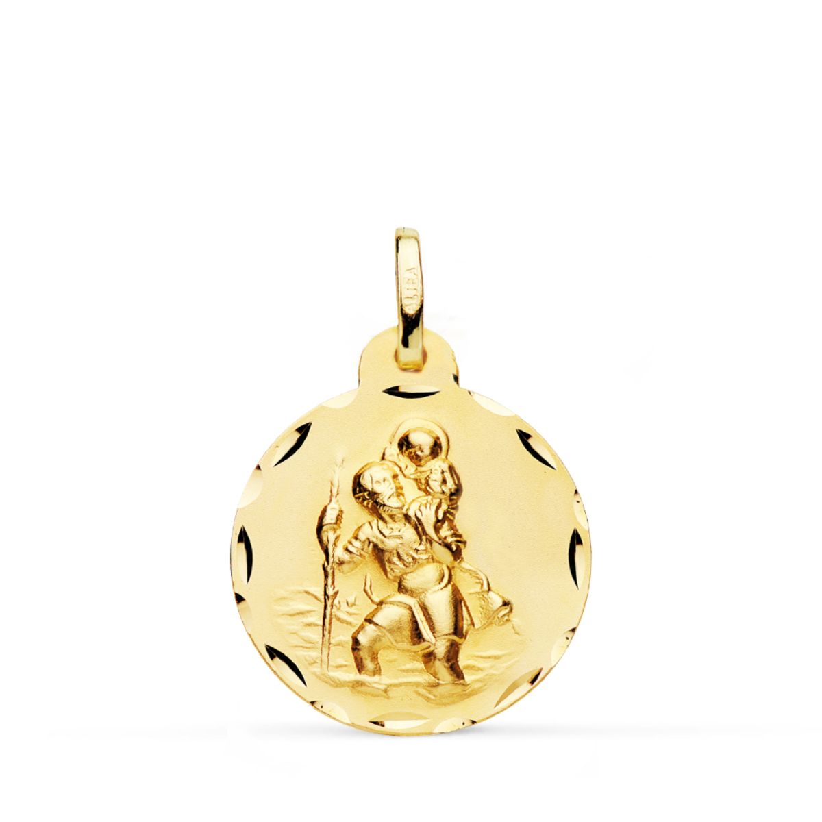 18K MEDALLA ORO AMARILLO SAN CRISTOBAL TALLADA 20 MM