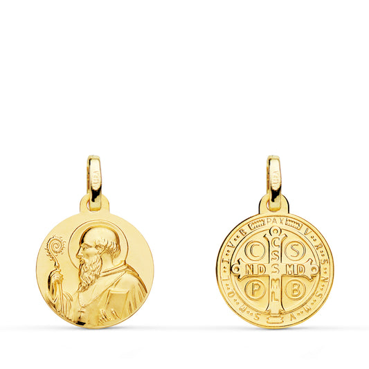 18K ESCAPULARIO ORO AMARILLO SAN BENITO LISO 14 MM
