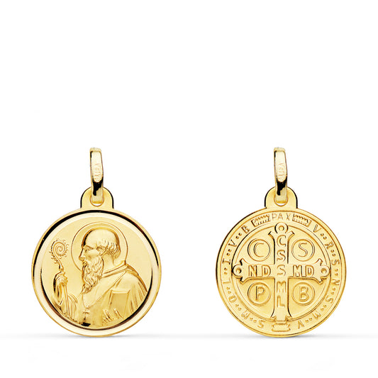 18K ESCAPULARIO ORO AMARILLO SAN BENITO BISEL 16 MM
