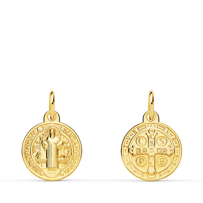 9K MEDALLA ORO AMARILLO ESCAPULARIO ORO AMARILLO SAN BENITO MONJE 12 MM
