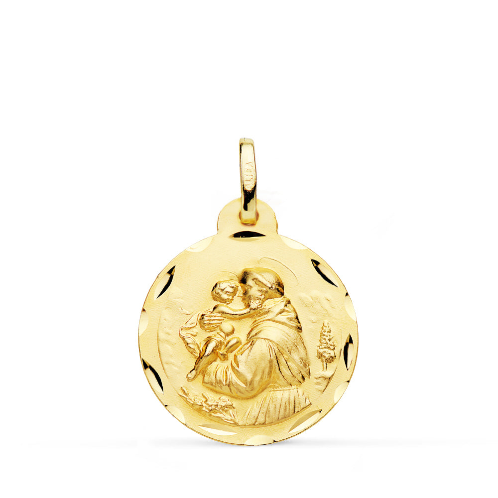 18K MEDALLA ORO AMARILLO SAN ANTONIO TALLADA 20 MM