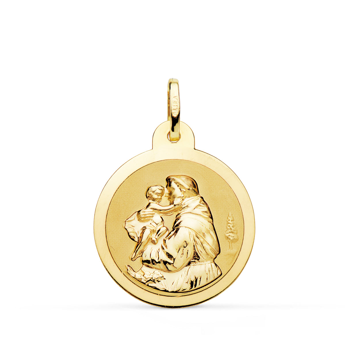 18K MEDALLA ORO AMARILLO SAN ANTONIO BRILLO 22 MM