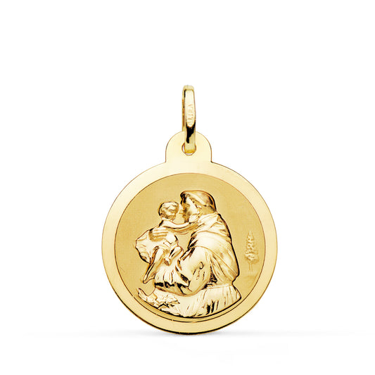 18K MEDALLA ORO AMARILLO SAN ANTONIO BRILLO 22 MM