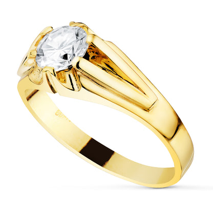 18K SOLITARIO ORO AMARILLO CABALLERO ANCHO 8 MM CIRCCONITA 5.50 MM FORRADO