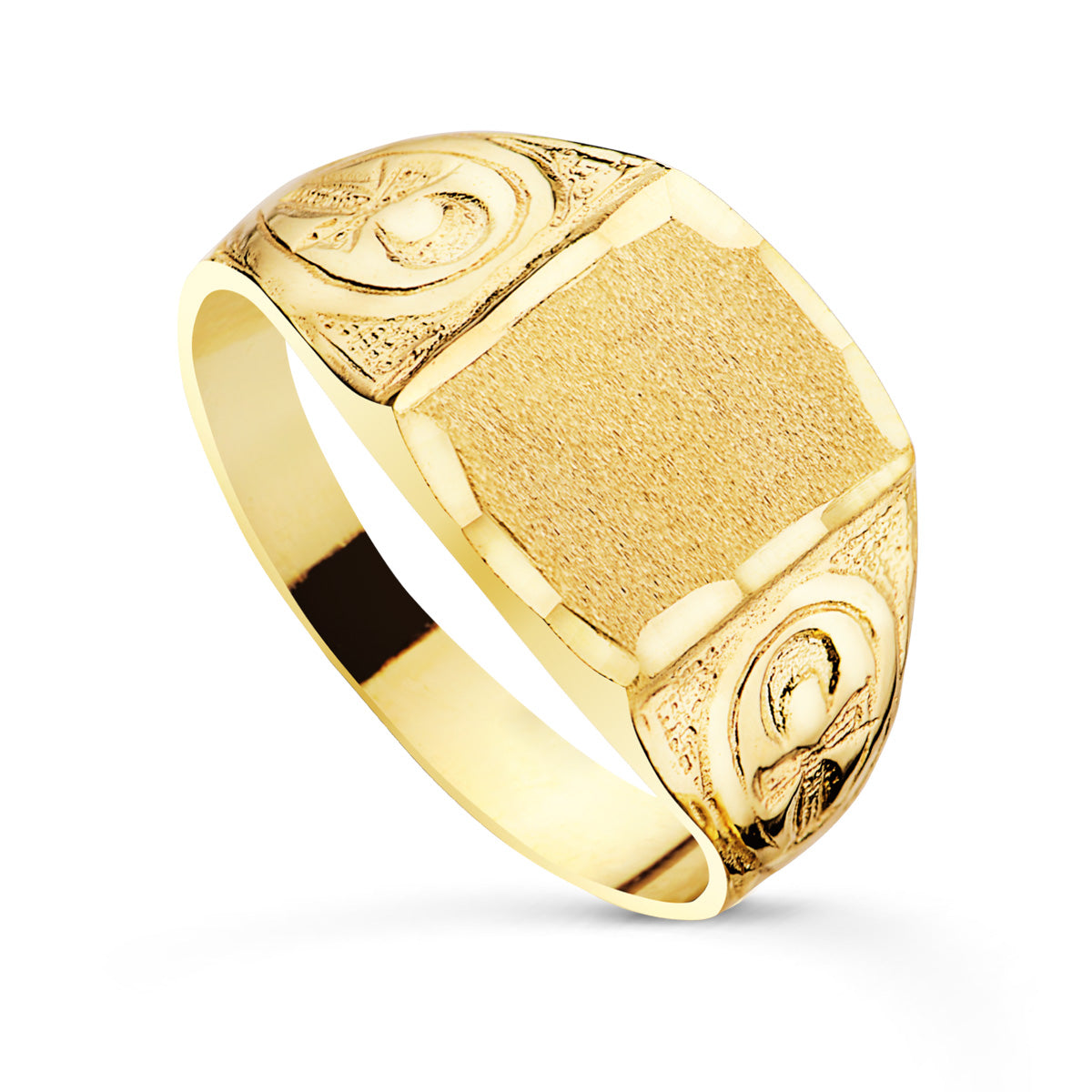 18K SELLO ORO AMARILLO CABALLERO SIMBOLO EGIPCIO CRUZ DE LA VIDA BRILLO ANCHO 12X10 MM