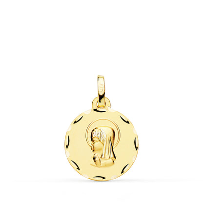 9K MEDALLA ORO AMARILLO VIRGEN NIÑA TALLADA 16 MM