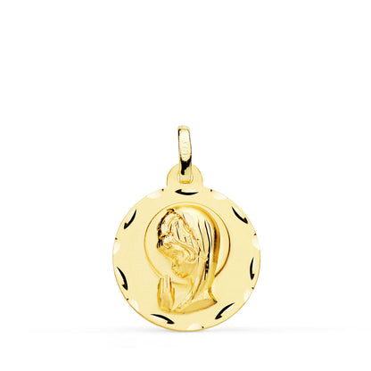 18K MEDALLA ORO AMARILLO VIRGEN NIÑA BISEL 16 MM
