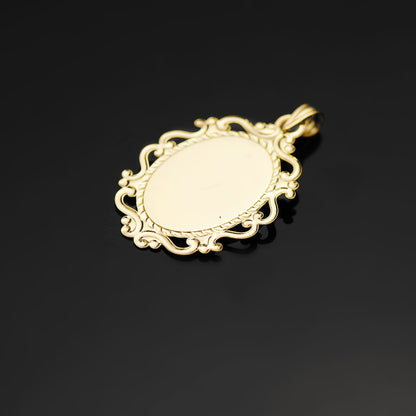18K MEDALLA ORO AMARILLO VIRGEN DE LOS DESAMPARADOS CERCO 31X21 MM
