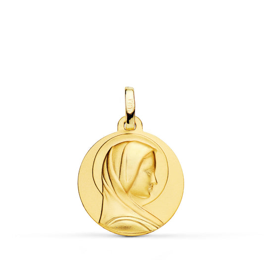 18K MEDALLA ORO AMARILLO MARIA FRANCESA LISA MATIZADA 18 MM