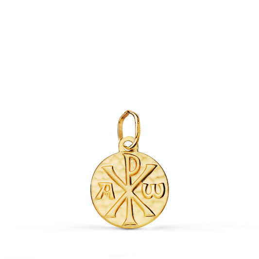 18K MEDALLA ORO AMARILLO CRUZ DE CRISMON MARTELE 12 MM