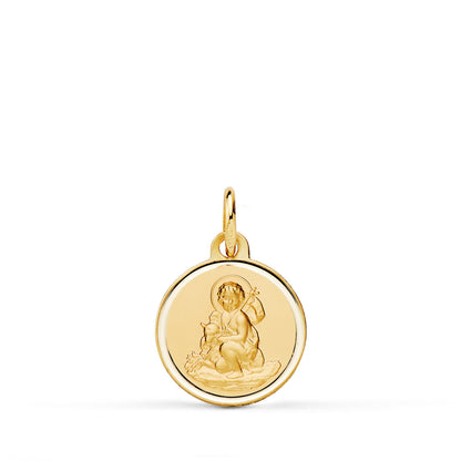 18K MEDALLA ORO AMARILLO SAN JUAN BAUTISTA MATIZADA BISEL 14 MM