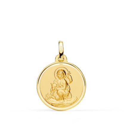 18K MEDALLA ORO AMARILLO SAN JUAN BAUTISTA MATIZADA BISEL 18 MM