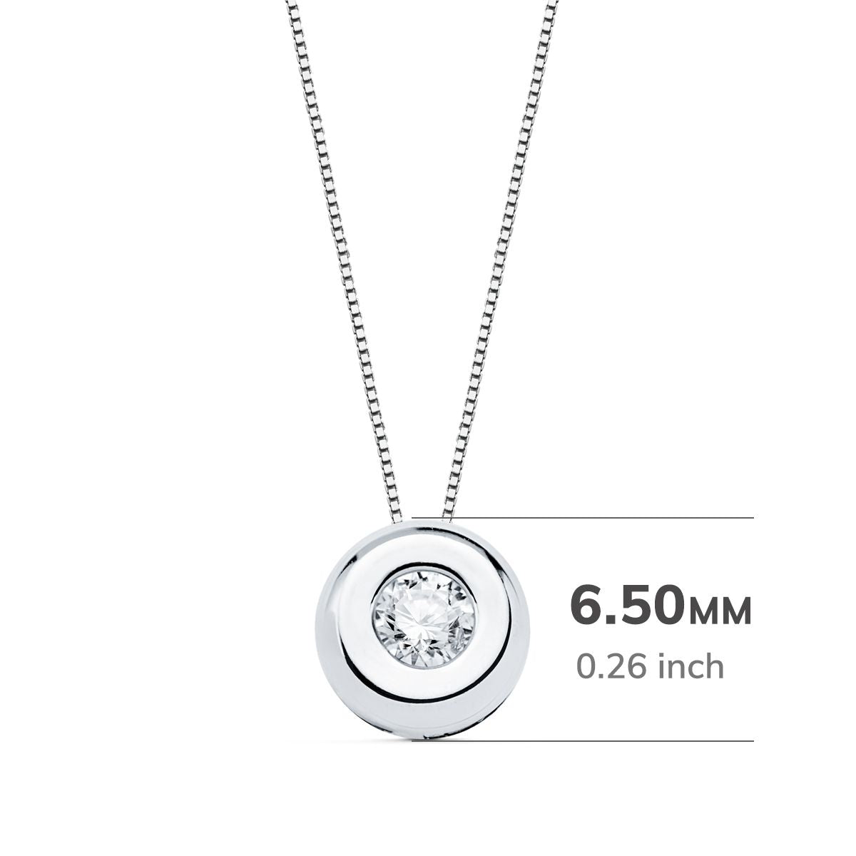 18K GARGANTILLA ORO BLANCO CHATON 6,5 MM DIAMANTE LABORATORIO 2,90MM 0,100 QTS. G-VS2. CADENA 42CM