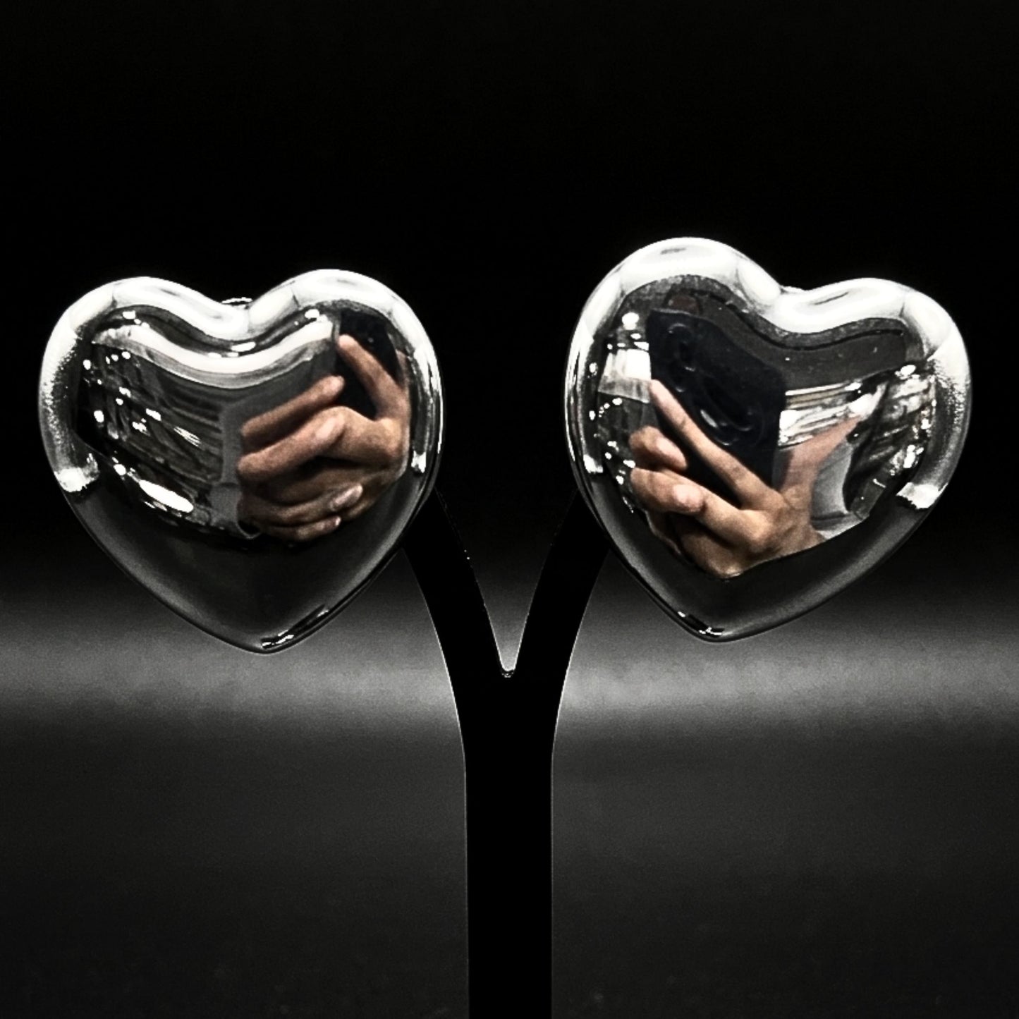 Pendientes Corazón Liso Brillo · Acero Inoxidable Plateado